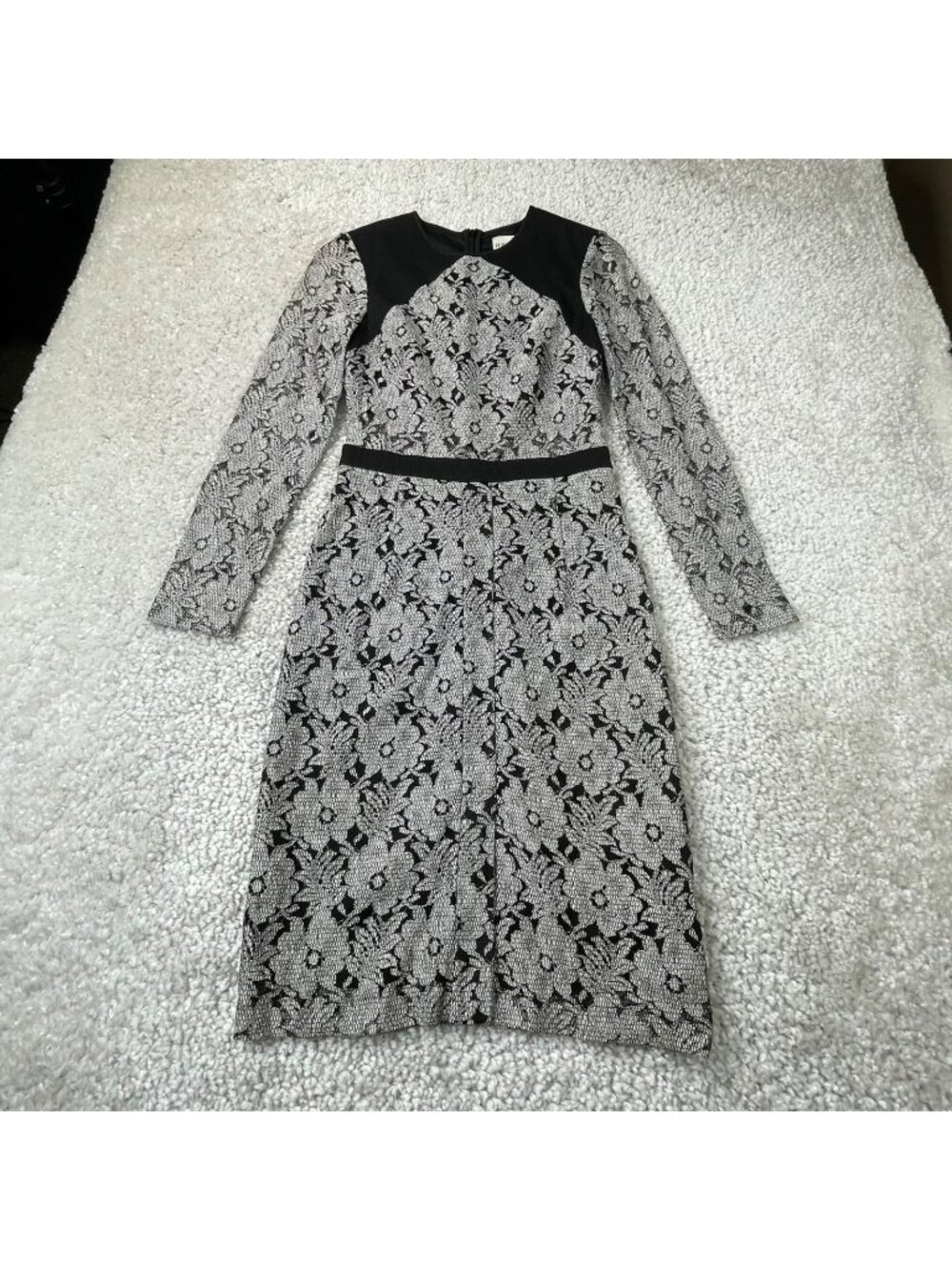 Reiss Roseanne Black and Silver Lace Dress Womens 4